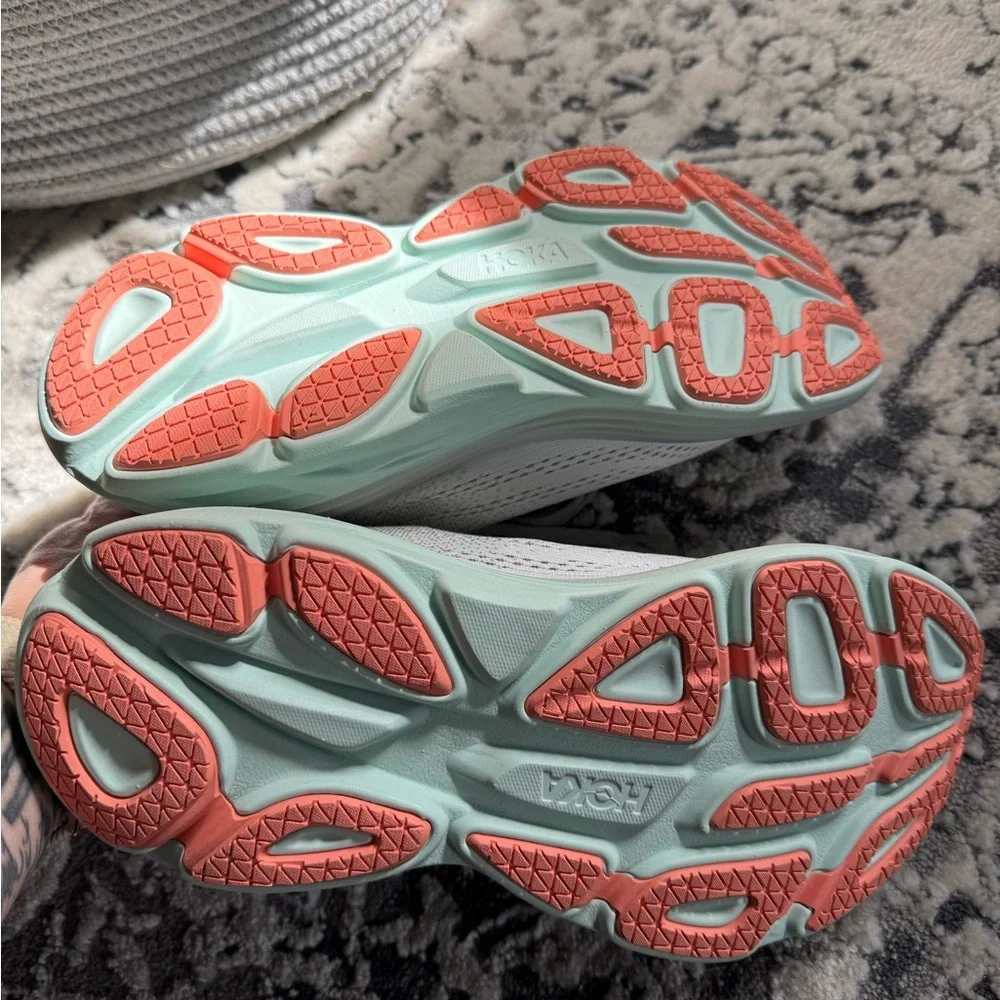 Hoka Bondi 8 Women's Gray and Mint Sneakers - Picture 3 of 5